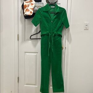 Green Corduroy Women's Jumpsuit